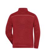 Men Men's Knitted Workwear Fleece Jacket - SOLID - Red-melange/black 10222