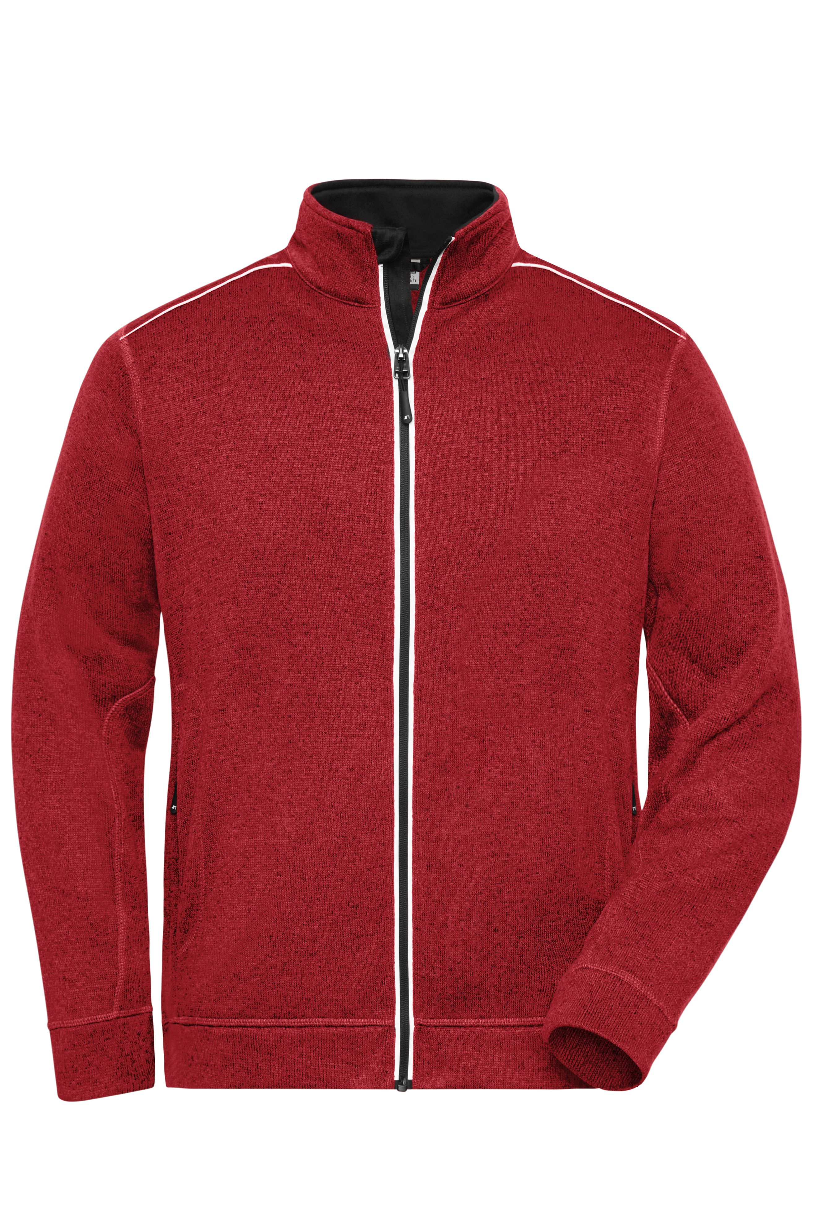 Men Men's Knitted Workwear Fleece Jacket SOLID Redmelange/black