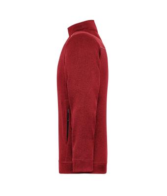 Herren Men's Knitted Workwear Fleece Jacket - SOLID - Red-melange/black 10222