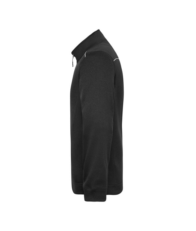 Herren Men's Knitted Workwear Fleece Jacket - SOLID - Black/black 10222