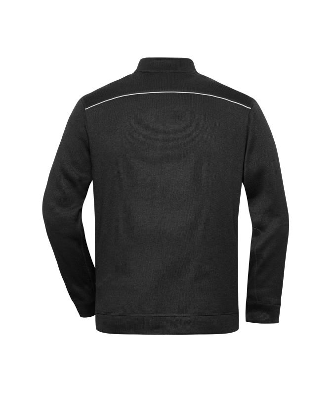 Herren Men's Knitted Workwear Fleece Jacket - SOLID - Black/black 10222