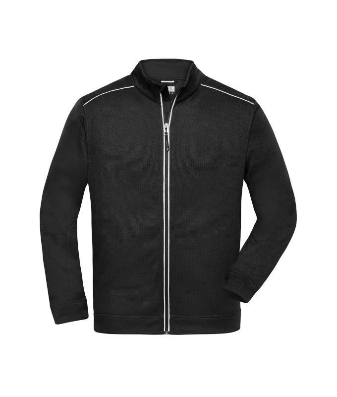 Herren Men's Knitted Workwear Fleece Jacket - SOLID - Black/black 10222