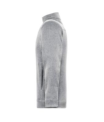 Herren Men's Knitted Workwear Fleece Jacket - SOLID - White-melange/carbon 10222