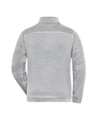 Herren Men's Knitted Workwear Fleece Jacket - SOLID - White-melange/carbon 10222