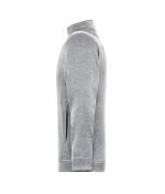 Men Men's Knitted Workwear Fleece Jacket - SOLID - White-melange/carbon 10222