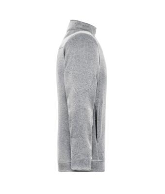 Men Men's Knitted Workwear Fleece Jacket - SOLID - White-melange/carbon 10222