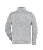 Men Men's Knitted Workwear Fleece Jacket - SOLID - White-melange/carbon 10222