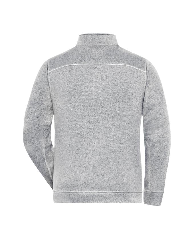Men Men's Knitted Workwear Fleece Jacket - SOLID - White-melange/carbon 10222