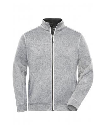 Men Men's Knitted Workwear Fleece Jacket - SOLID - White-melange/carbon 10222