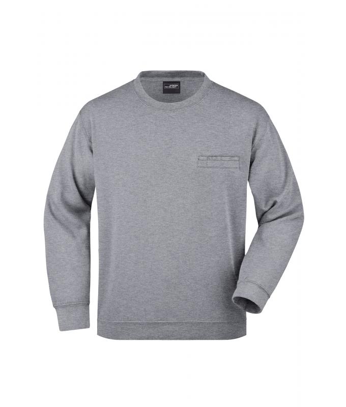 Men Men's Round Sweat Pocket Grey-heather 7563