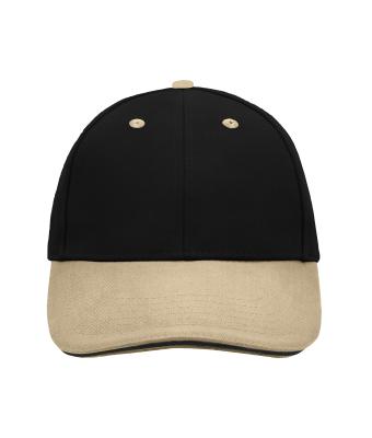 Unisex 6 Panel Sandwich Cap Black/beige/black 7590