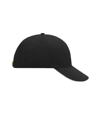 Unisex 6 Panel Sandwich Cap Black/light-grey 7590