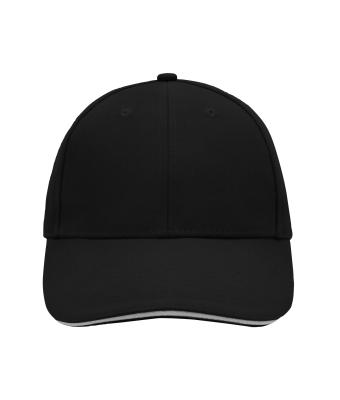 Unisex 6 Panel Sandwich Cap Black/light-grey 7590