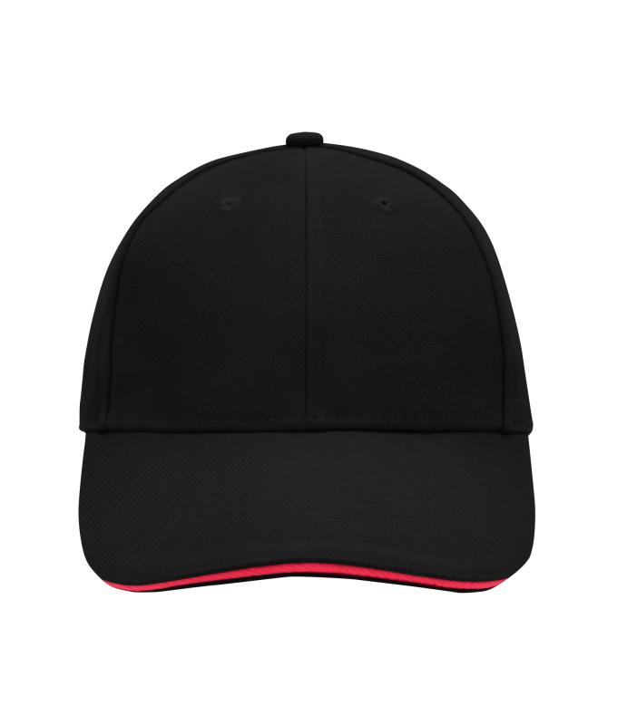 Unisex 6 Panel Sandwich Cap Black/red 7590