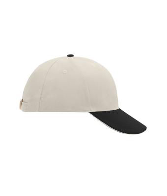 Unisex 6 Panel Sandwich Cap Light-grey/black/light-grey 7590