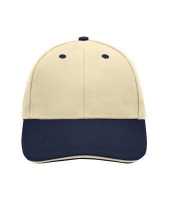 Unisex 6 Panel Sandwich Cap Beige/navy/beige 7590