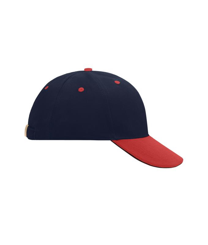 Unisex 6 Panel Sandwich Cap Navy/red/navy 7590