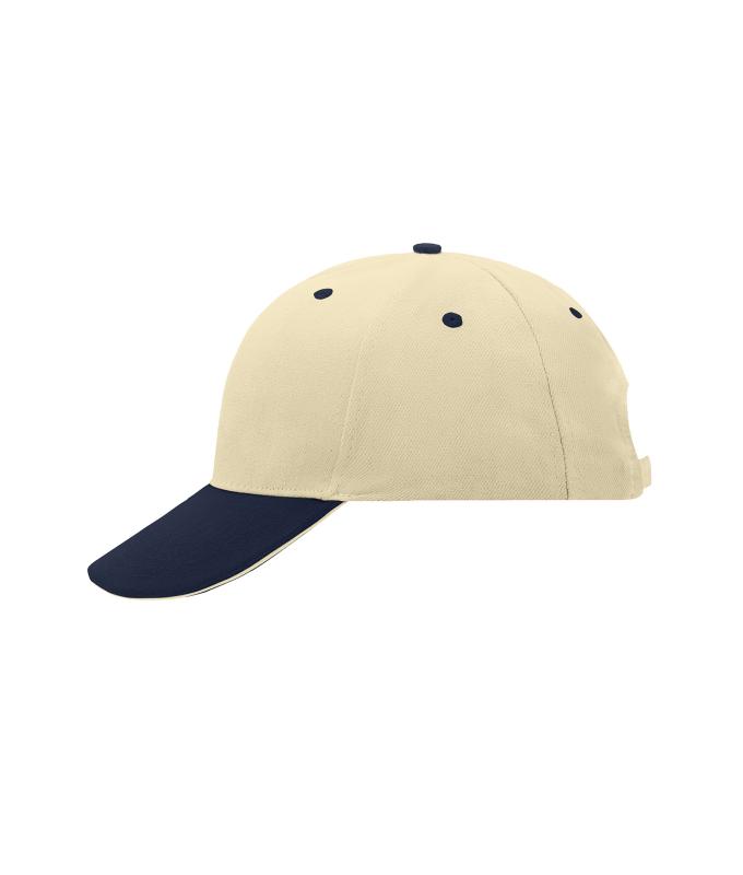 Unisex 6 Panel Sandwich Cap Beige/navy/beige 7590