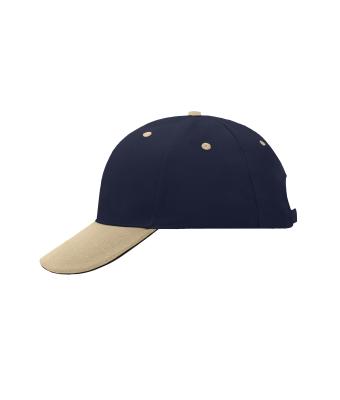 Unisex 6 Panel Sandwich Cap Navy/beige/navy 7590