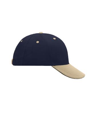 Unisex 6 Panel Sandwich Cap Navy/beige/navy 7590