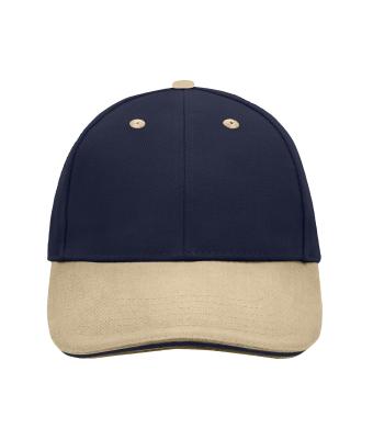 Unisex 6 Panel Sandwich Cap Navy/beige/navy 7590