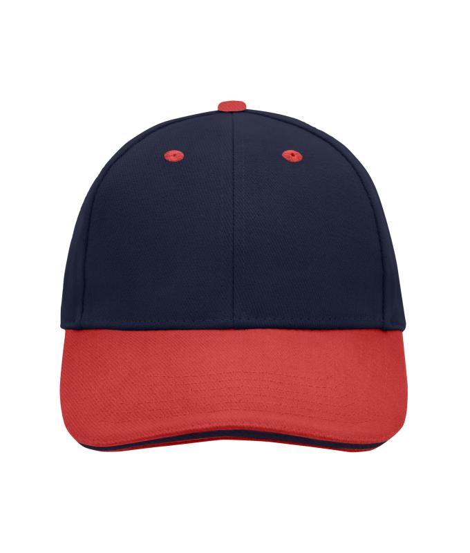 Unisex 6 Panel Sandwich Cap Navy/red/navy 7590