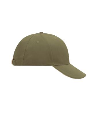 Unisex 6 Panel Sandwich Cap Olive/beige 7590