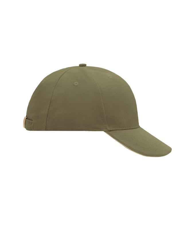 Unisex 6 Panel Sandwich Cap Olive/beige 7590