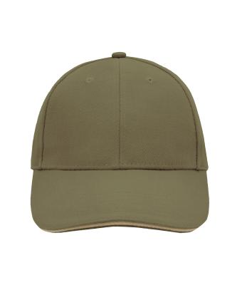 Unisex 6 Panel Sandwich Cap Olive/beige 7590