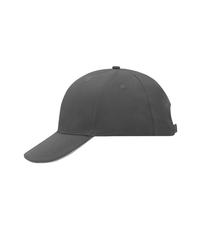 Unisex 6 Panel Sandwich Cap Graphite/light-grey 7590