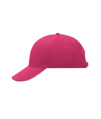 Unisex 6 Panel Sandwich Cap Pink/white 7590
