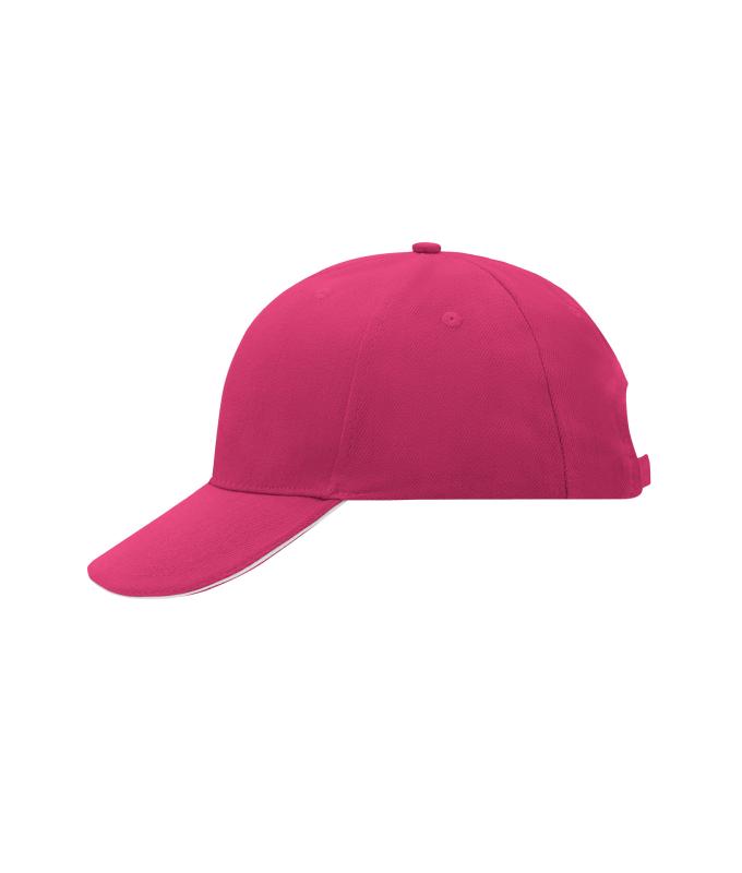 Unisex 6 Panel Sandwich Cap Pink/white 7590