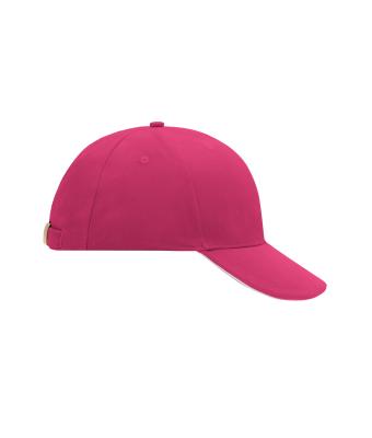 Unisex 6 Panel Sandwich Cap Pink/white 7590