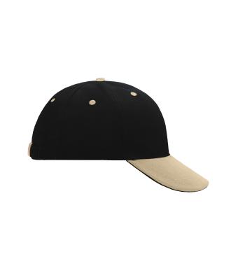Unisex 6 Panel Sandwich Cap Black/beige/black 7590
