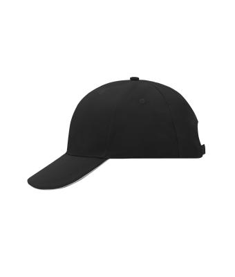 Unisex 6 Panel Sandwich Cap Black/light-grey 7590