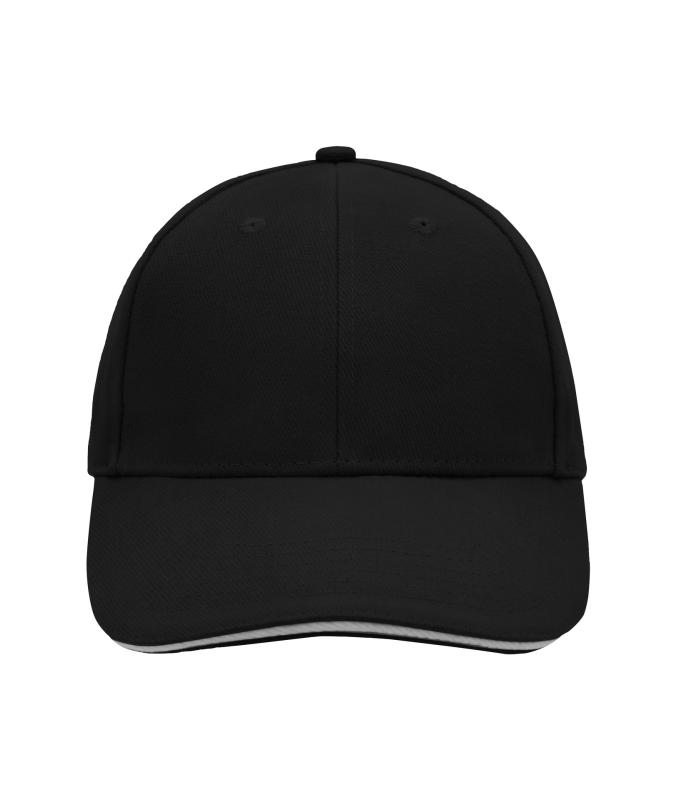 Unisex 6 Panel Sandwich Cap Black/light-grey 7590