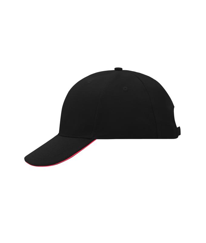 Unisex 6 Panel Sandwich Cap Black/red 7590