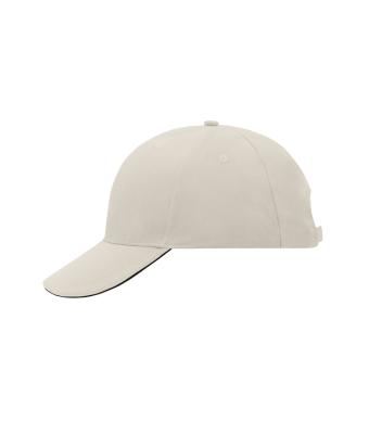 Unisex 6 Panel Sandwich Cap Light-grey/black 7590