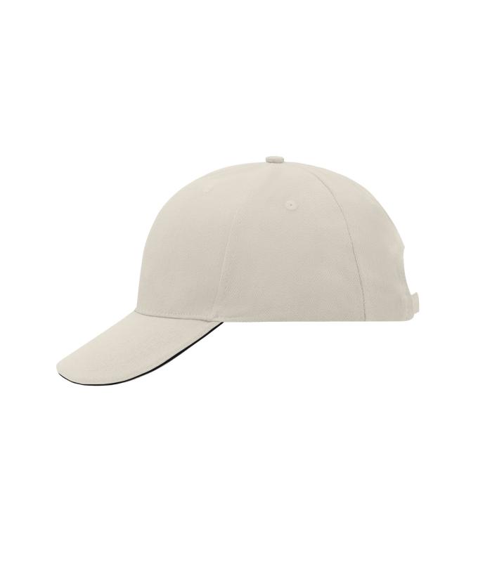 Unisex 6 Panel Sandwich Cap Light-grey/black 7590
