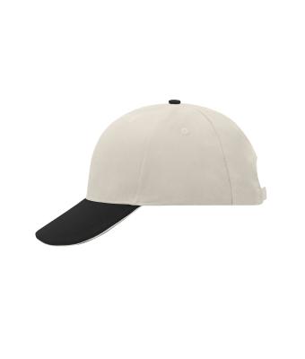 Unisex 6 Panel Sandwich Cap Light-grey/black/light-grey 7590
