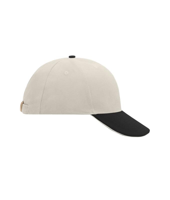 Unisex 6 Panel Sandwich Cap Light-grey/black/light-grey 7590