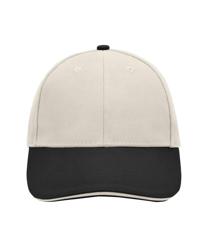 Unisex 6 Panel Sandwich Cap Light-grey/black/light-grey 7590