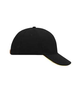 Unisex 6 Panel Sandwich Cap Black/yellow 7590