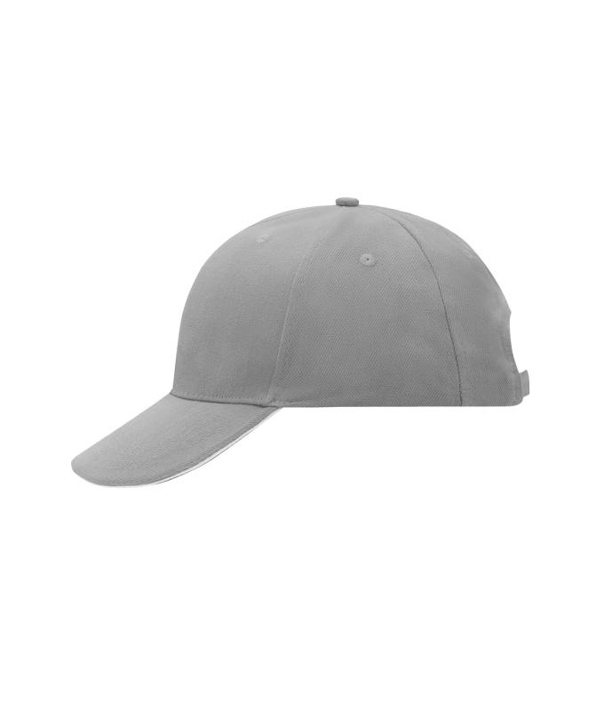 Unisex 6 Panel Sandwich Cap Dark-grey/white 7590