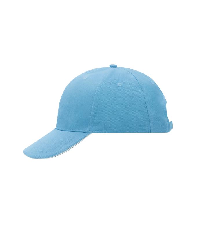 Unisex 6 Panel Sandwich Cap Light-blue/white 7590
