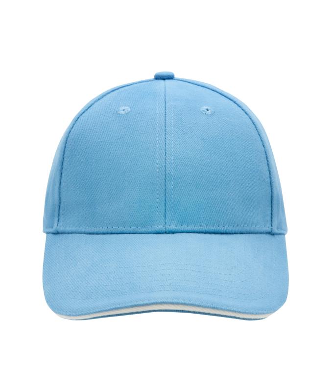 Unisex 6 Panel Sandwich Cap Light-blue/white 7590