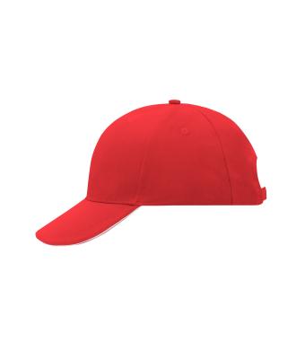 Unisex 6 Panel Sandwich Cap Red/white 7590