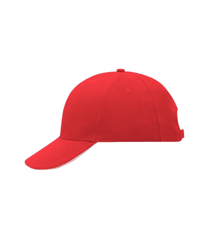 Unisex 6 Panel Sandwich Cap Red/white 7590
