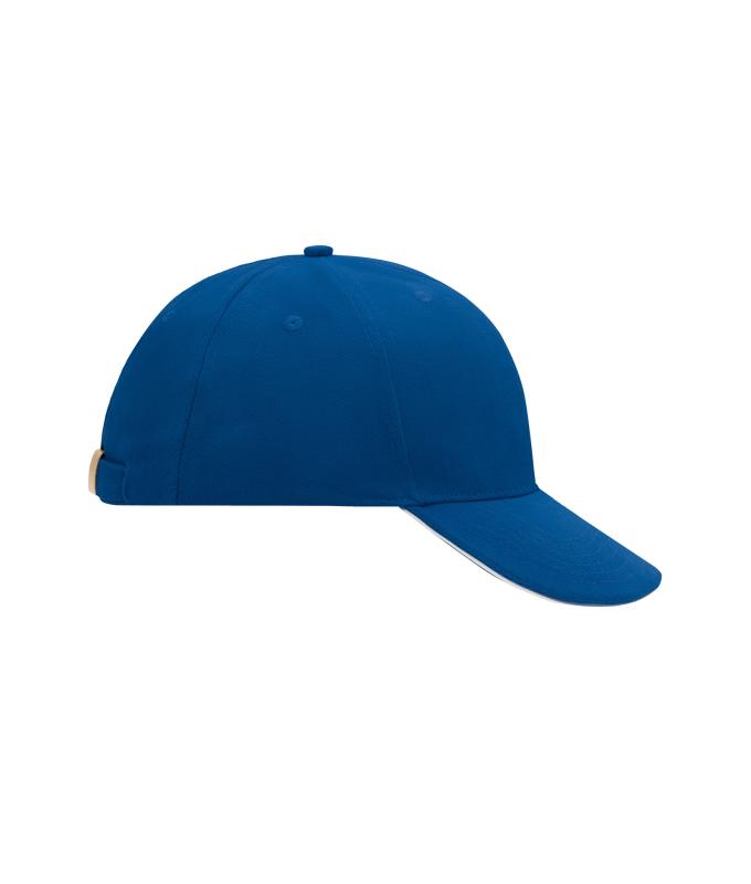 Unisex 6 Panel Sandwich Cap Royal/white 7590