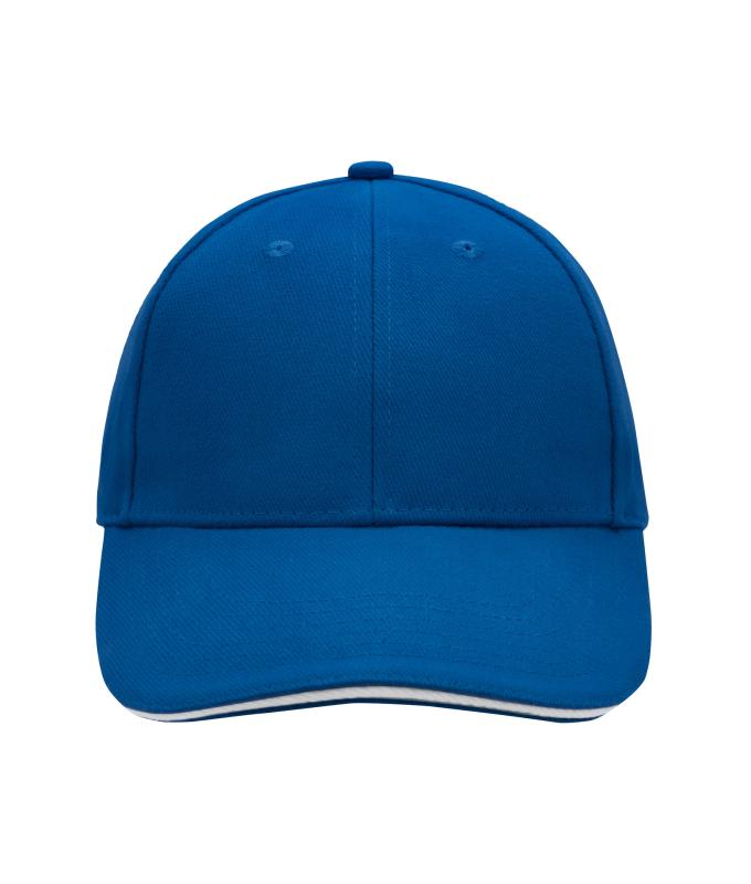 Unisex 6 Panel Sandwich Cap Royal/white 7590
